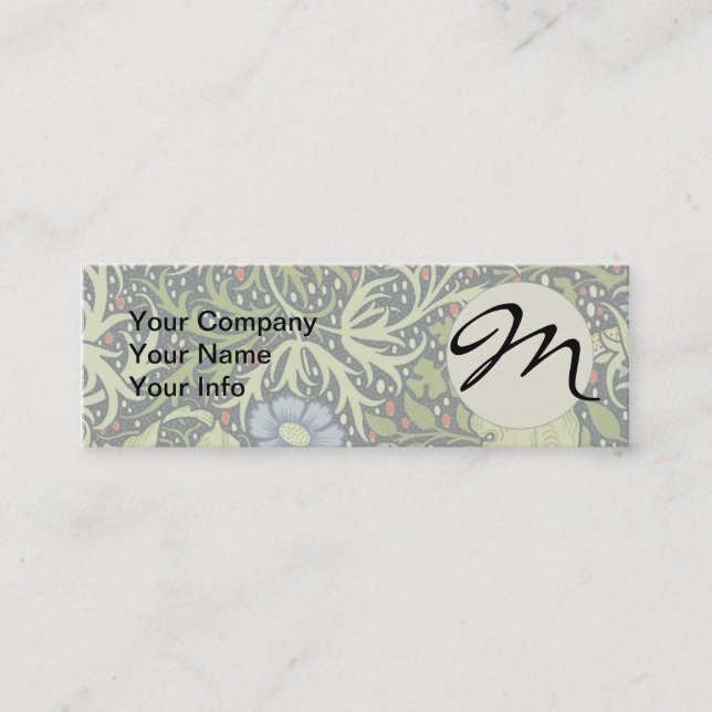 William Morris Seaweed Antique Flower Mini Business Card (Front)