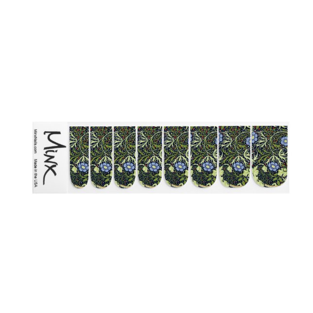 William Morris Seaweed Antique Flower Minx Nail Art (Right Hand)