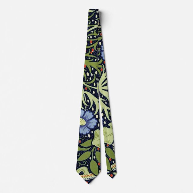 William Morris Seaweed Antique Flower Neck Tie (Front)