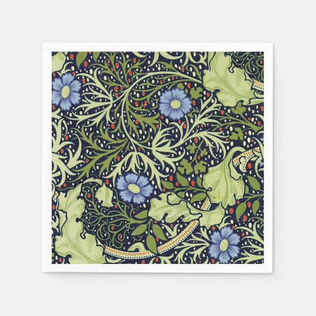 William Morris Seaweed Antique Flower Paper Napkins (Front)
