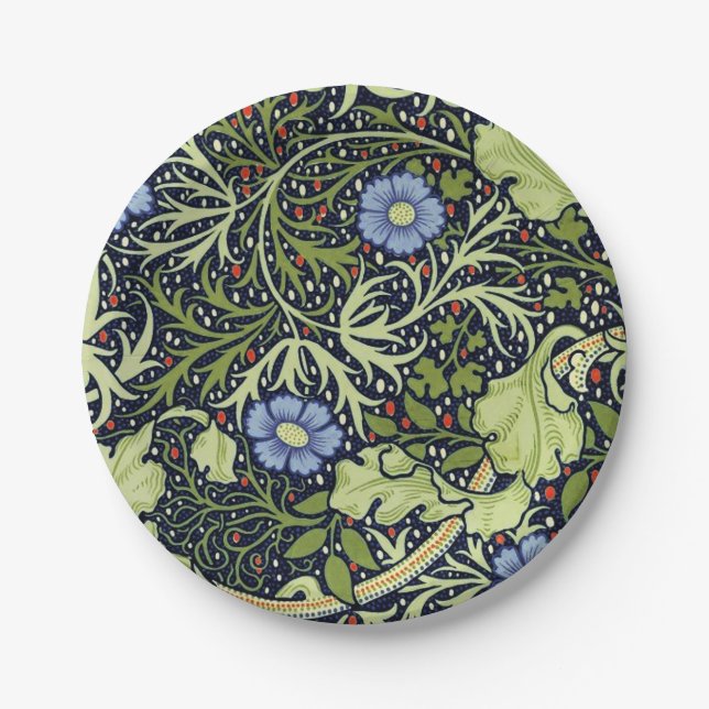 William Morris Seaweed Antique Flower Paper Plates (Front)