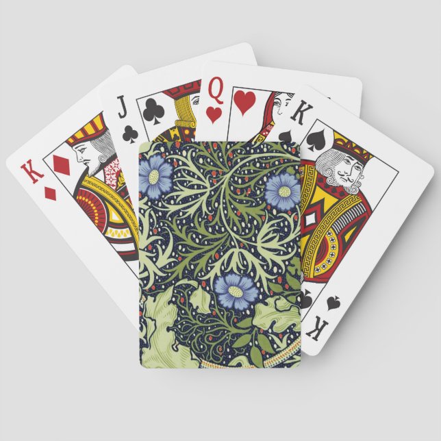 William Morris Seaweed Antique Flower Poker Cards (Back)