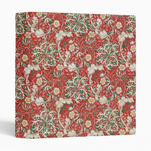 William Morris Seaweed Antique Flower Red Green 3 Ring Binder