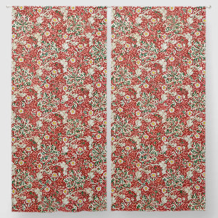 William Morris Seaweed Antique Flower Red Green Blackout Curtains