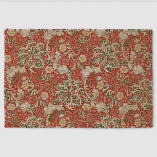 William Morris Seaweed Antique Flower Red Green Fiber Doormat