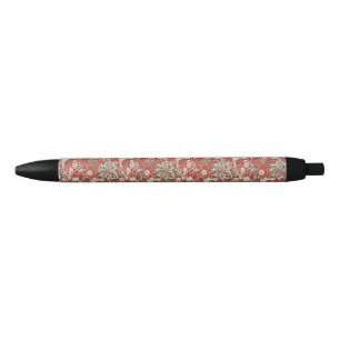 William Morris Seaweed Antique Flower Red Green Pen