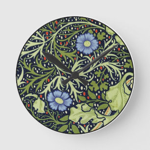 William Morris Seaweed Antique Flower Round Clock