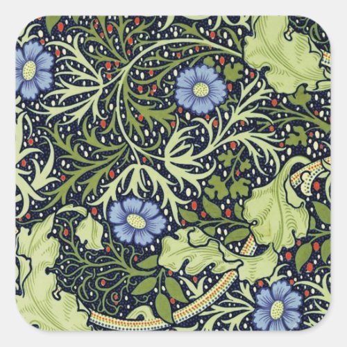 William Morris Seaweed Antique Flower Square Sticker