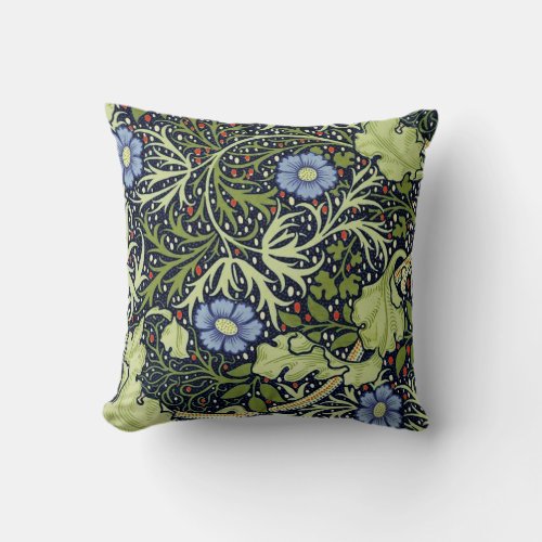 William Morris Seaweed Antique Flower Throw Pillow