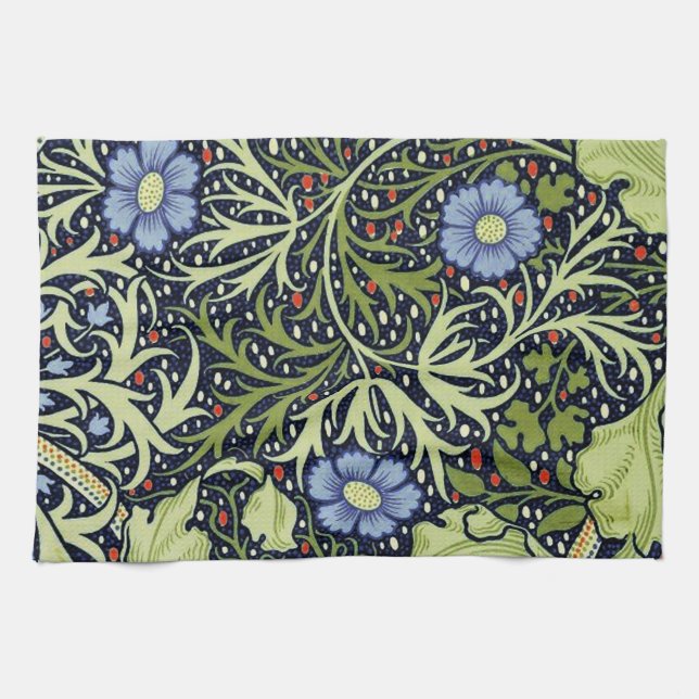 William Morris Seaweed Antique Flower Towel (Horizontal)