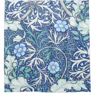 William Morris Seaweed Blue Pattern Shower Curtain