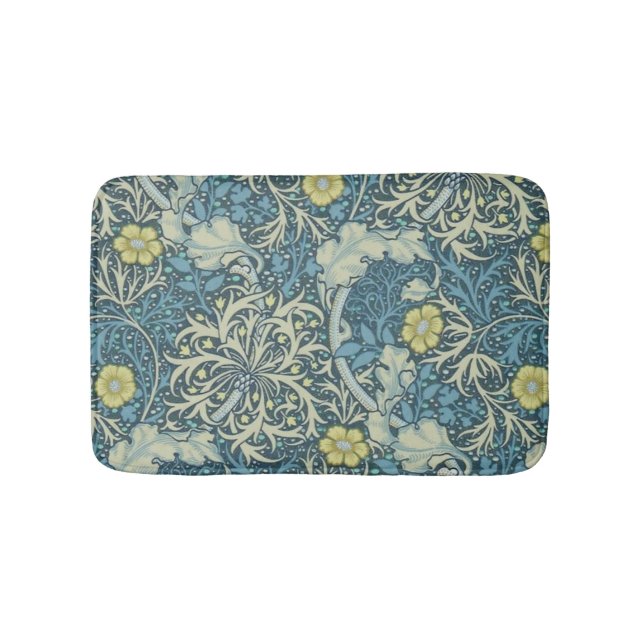 William Morris Seaweed Pattern Bath Mat (Front)