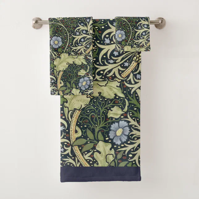 William Morris Seaweed Pattern Floral Vintage Art Bath Towel Set | Zazzle