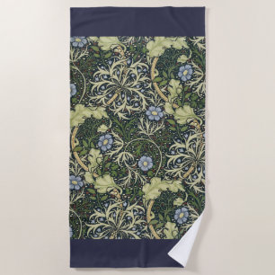 William Morris Seaweed Pattern Floral Vintage Art Beach Towel