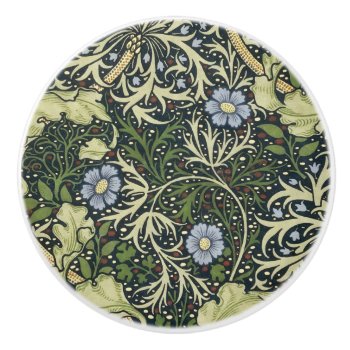 William Morris Seaweed Pattern Floral Vintage Art Ceramic Knob by artfoxx at Zazzle
