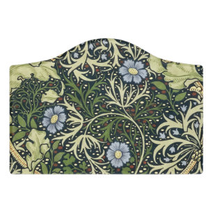 William Morris Seaweed Pattern Floral Vintage Art Door Sign