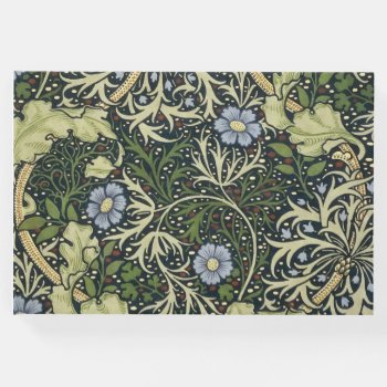William Morris Seaweed Pattern Floral Vintage Art Guest Book by artfoxx at Zazzle