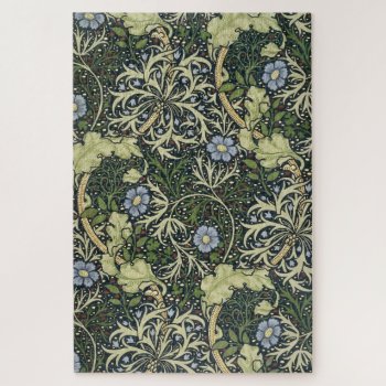 William Morris Seaweed Pattern Floral Vintage Art Jigsaw Puzzle by artfoxx at Zazzle