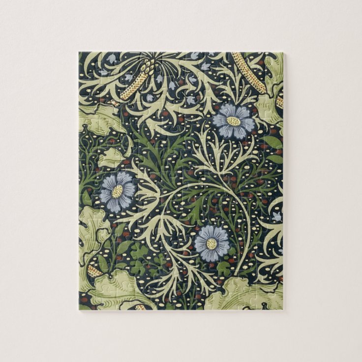 William Morris Seaweed Pattern Floral Vintage Art Jigsaw Puzzle Zazzle