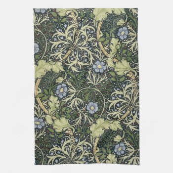 William Morris Seaweed Pattern Floral Vintage Art Kitchen Towel by artfoxx at Zazzle