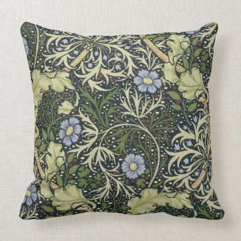 William Morris Seaweed Pattern Floral Vintage Art Throw Pillow by artfoxx at Zazzle