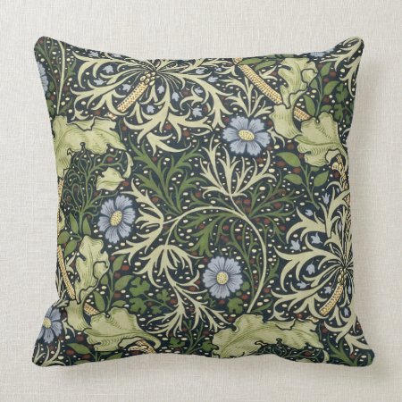 William Morris Seaweed Pattern Floral Vintage Art Throw Pillow