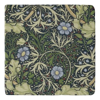 William Morris Seaweed Pattern Floral Vintage Art Trivet by artfoxx at Zazzle
