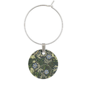 William Morris Seaweed Pattern Floral Vintage Art Wine Charm