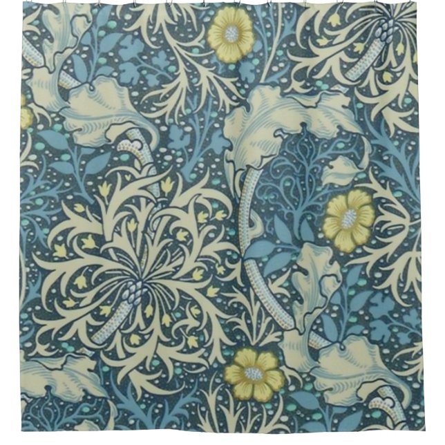 William Morris Seaweed Pattern Shower Curtain (Front)