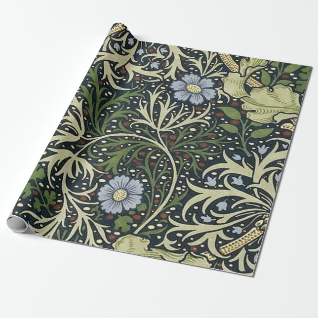 William Morris Seaweed Pattern Wrapping Paper (Unrolled)