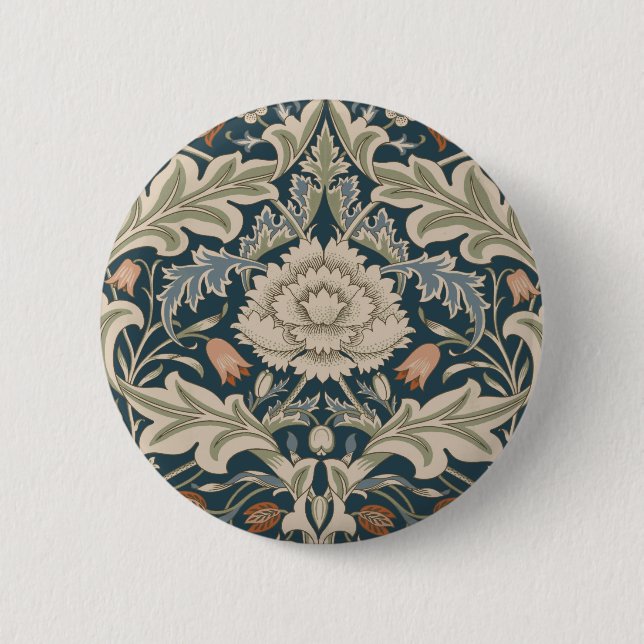 William Morris Severn Floral Garden Flower Classic Button (Front)