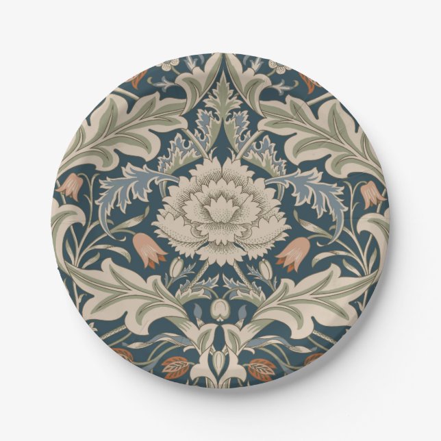 William Morris Severn Floral Garden Flower Classic Paper Plates (Front)