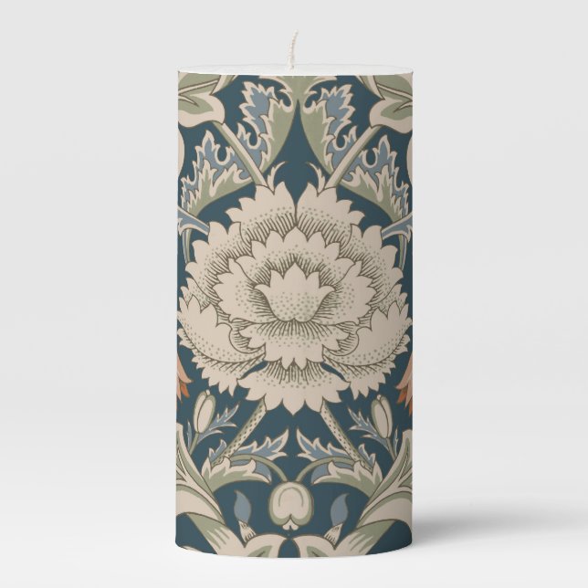 William Morris Severn Floral Garden Flower Classic Pillar Candle (Front)
