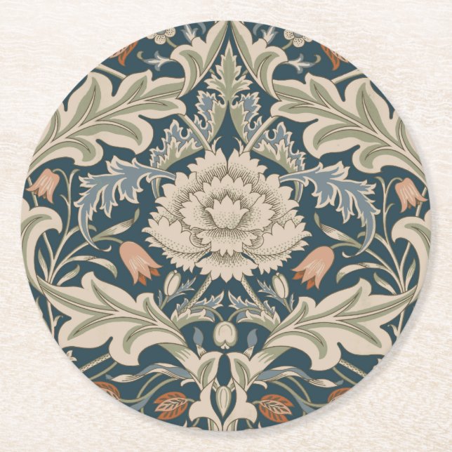William Morris Severn Floral Garden Flower Classic Round Paper Coaster (Front)