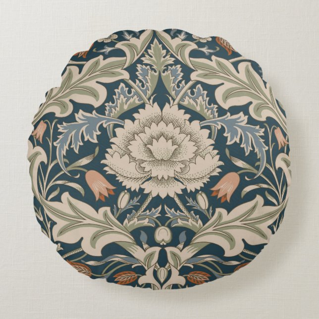 William Morris Severn Floral Garden Flower Classic Round Pillow (Front)