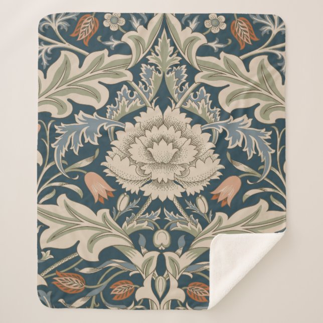 William Morris Severn Floral Garden Flower Classic Sherpa Blanket (Front)