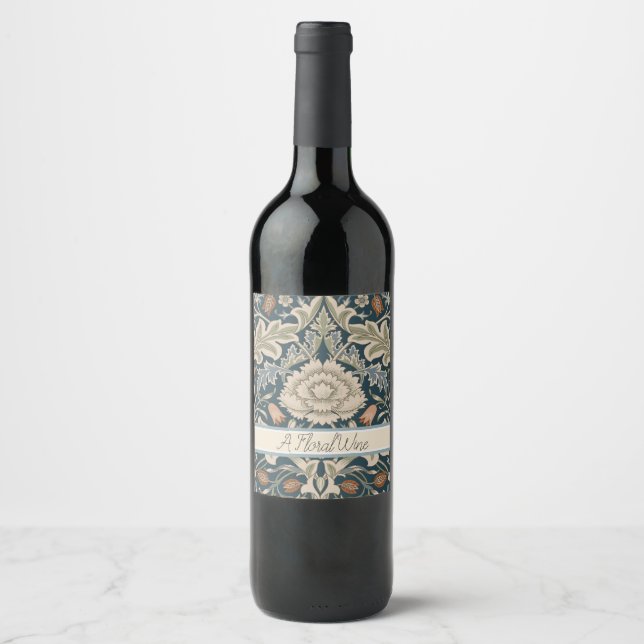 William Morris Severn Floral Garden Flower Classic Wine Label (Front)