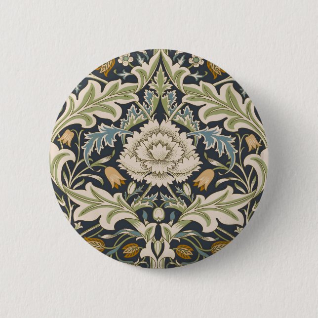 William Morris Severn Floral Pattern Classic Button (Front)