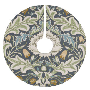 William Morris Severn Navy Blue Floral Art Brushed Polyester Tree Skirt