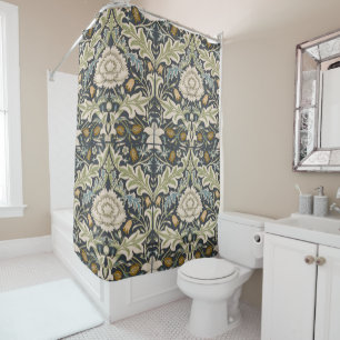 William Morris Severn Navy Blue Floral Art Shower Curtain