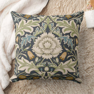 William Morris Severn Navy Blue Floral Art Throw Pillow