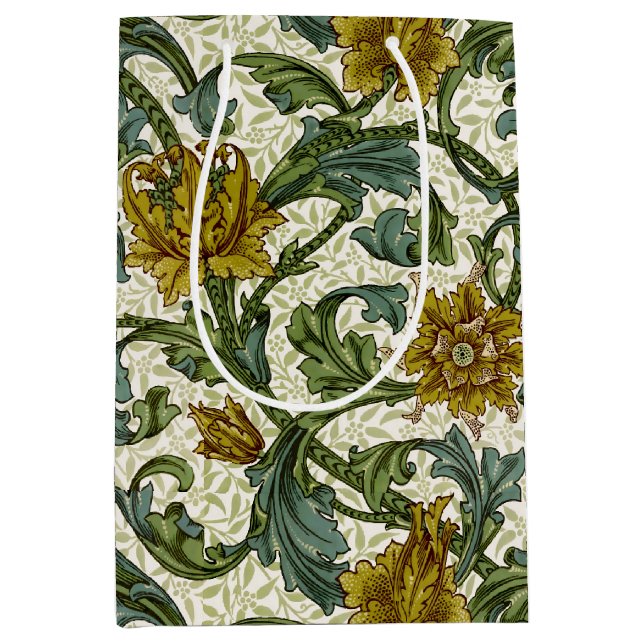 William Morris Single Stem Floral Art Tile Medium Gift Bag (Front)