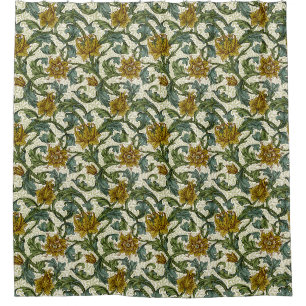 William Morris Single Stem Floral Art Tile Shower Curtain