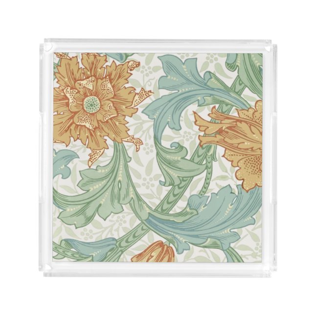 William Morris Single Stem Floral Pattern Acrylic Tray (Front)