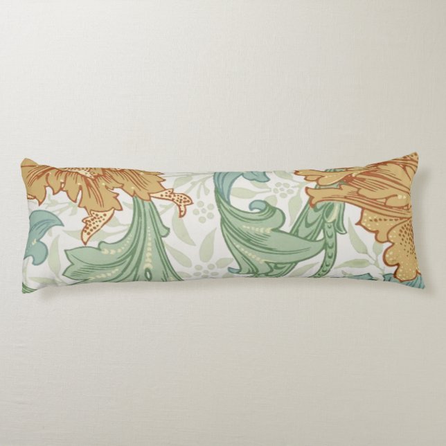William Morris Single Stem Floral Pattern Body Pillow (Back)