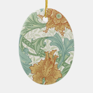 William Morris Single Stem Floral Pattern Ceramic Ornament