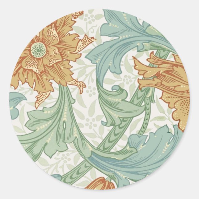 William Morris Single Stem Floral Pattern Classic Round Sticker (Front)
