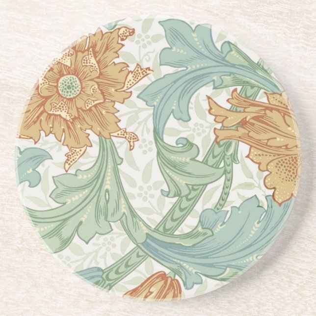William Morris Single Stem Floral Pattern Coaster (Front)