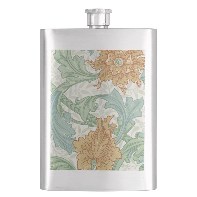 William Morris Single Stem Floral Pattern Hip Flask (Front)