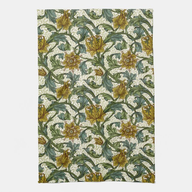 William Morris Single Stem Floral Pattern Kitchen Towel (Vertical)